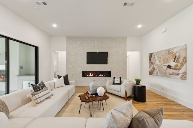 living room with light wood-type flooring