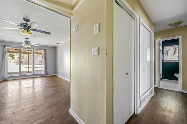 corridor featuring dark hardwood / wood-style floors