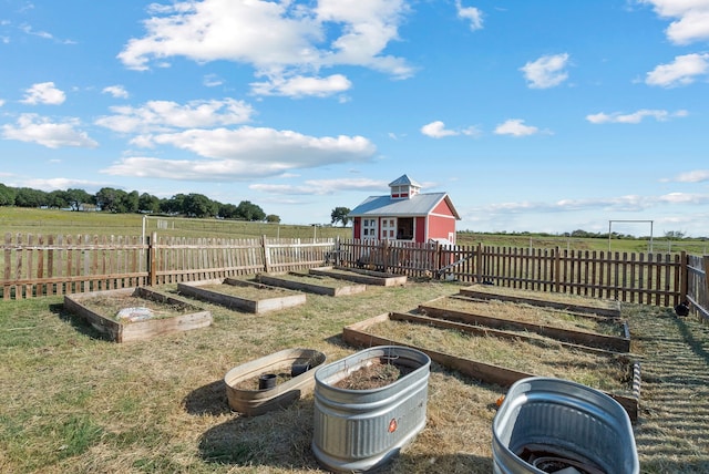 view of yard featuring a rural view and an outdoor structure