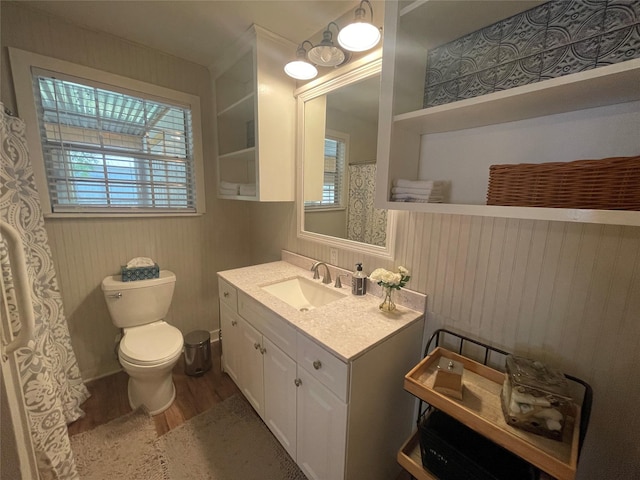 761 S Pacific St, Canton, TX 75103 - full bath featuring wood finished floors, toilet, vanity, and healthy amount of natural light
