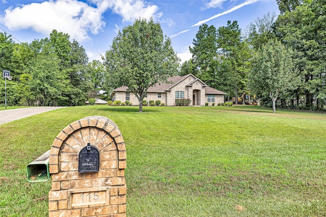 view of front facade featuring a front lawn