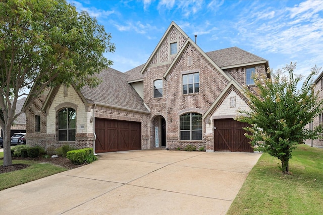 view of front of home with a garage and a front yard