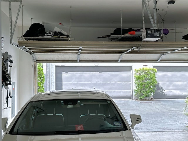 garage with a garage door opener