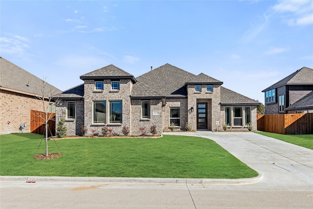 view of front of home with a front lawn