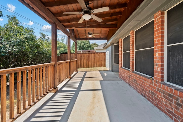 view of patio with ceiling fan