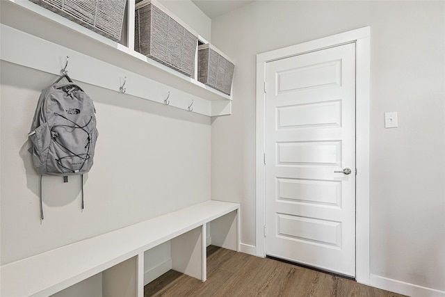 mudroom with dark wood-type flooring