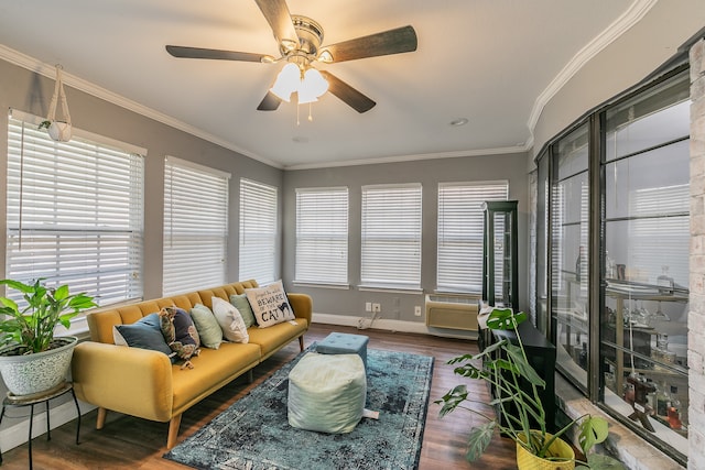 sunroom / solarium with ceiling fan