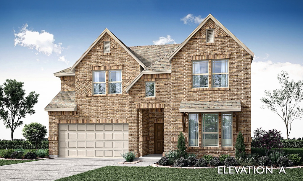 view of front of property with a garage