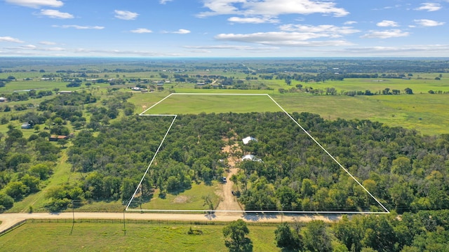 aerial view featuring a rural view