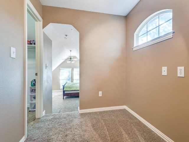 hallway featuring carpet flooring