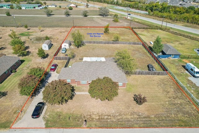 drone / aerial view featuring a rural view