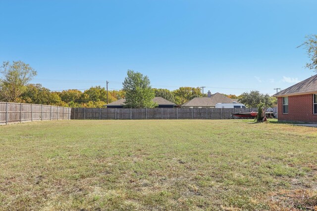 view of yard with a fenced backyard