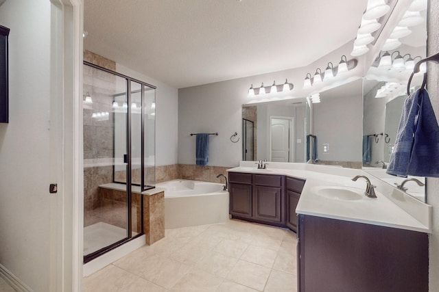 2924 Peyton Brook Dr, Fort Worth, TX 76137 - full bathroom featuring a sink, a shower stall, a garden tub, and double vanity