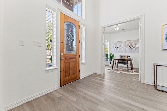 entrance foyer featuring a healthy amount of sunlight and light wood-type flooring