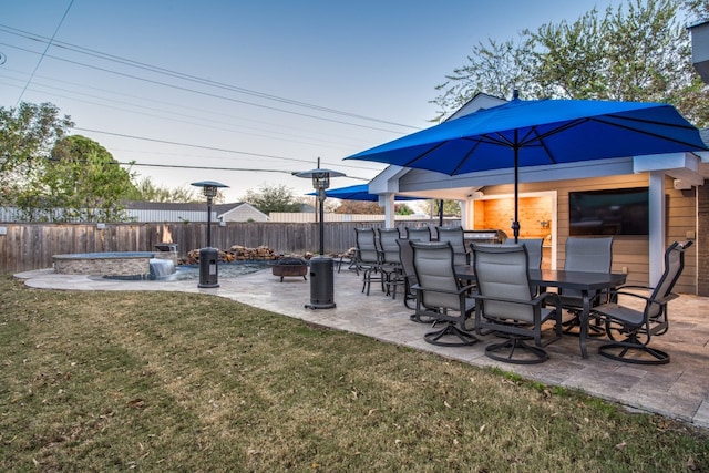 view of yard featuring a patio and exterior bar