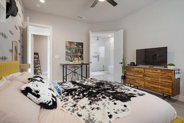 2604 Flora Ln, Denison, TX 75020 - bedroom with baseboards, a ceiling fan, and recessed lighting
