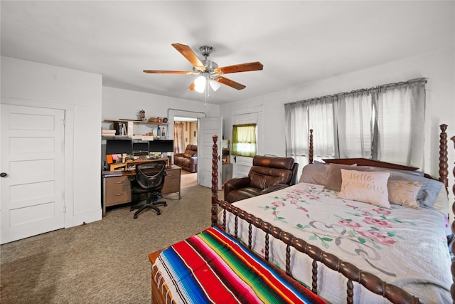 bedroom with carpet and ceiling fan