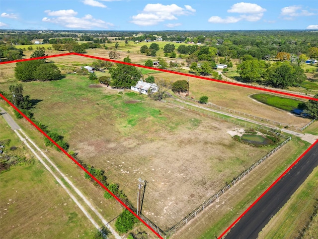 drone / aerial view featuring a rural view