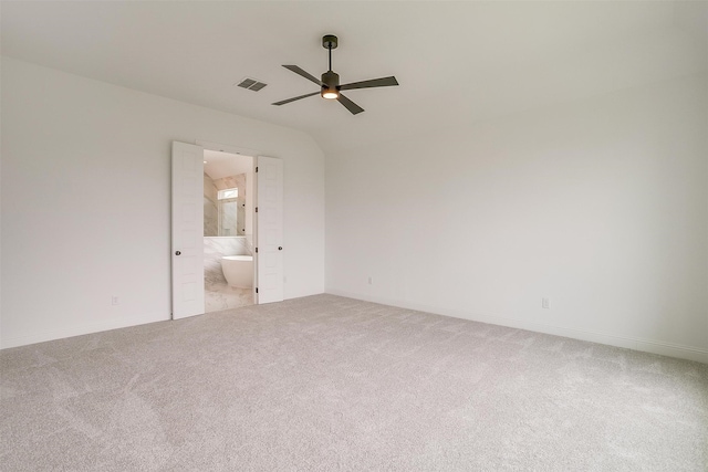 carpeted empty room with ceiling fan