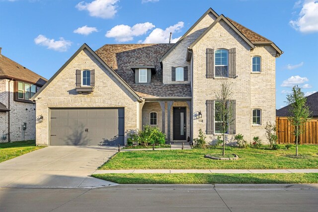 view of front facade with a garage and a front yard