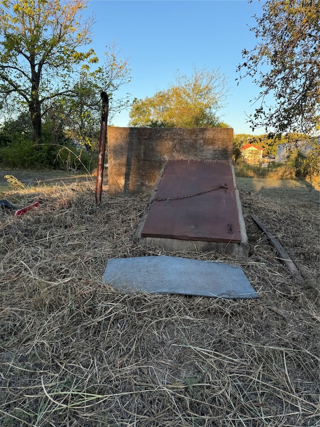 view of storm shelter