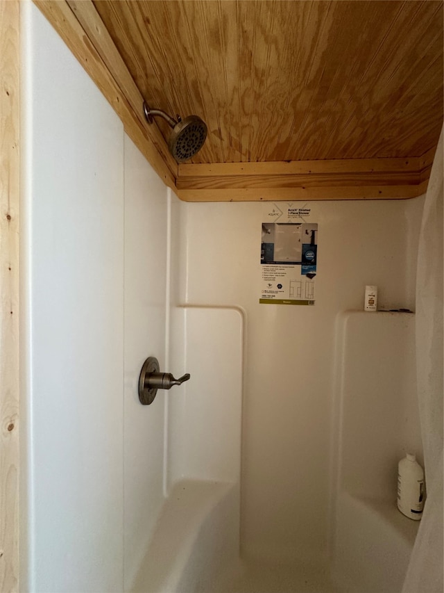 bathroom featuring wood ceiling