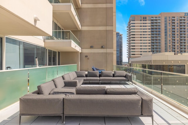 balcony featuring an outdoor living space