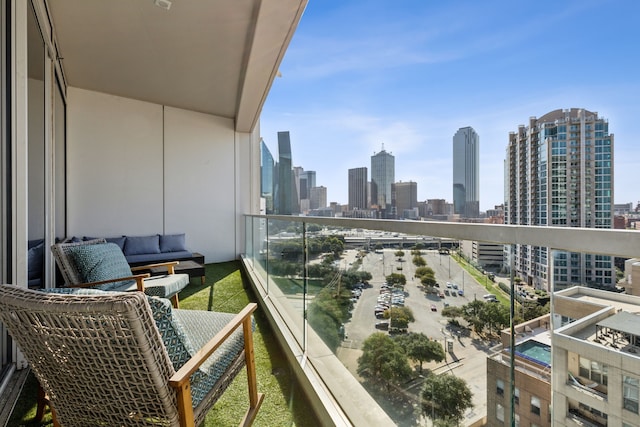 balcony featuring an outdoor living space