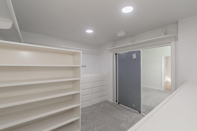 spacious closet featuring carpet flooring