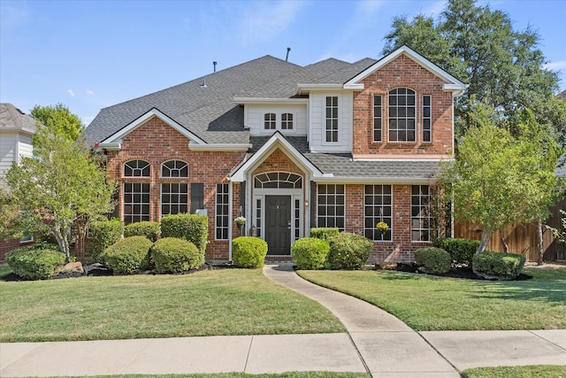 view of property with a front lawn