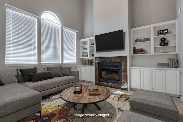 view of tiled living room