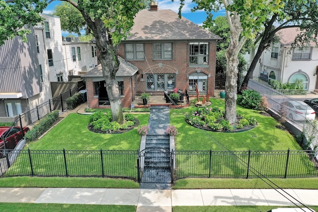 view of front of home with a front yard