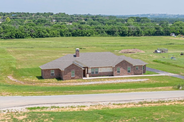 bird's eye view with a rural view