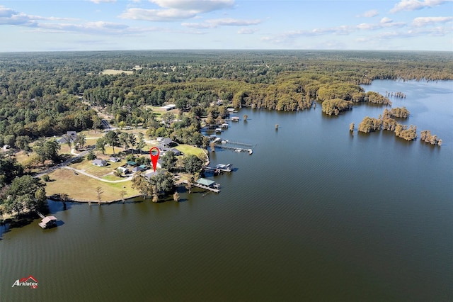 7550 S Lakeshore Dr, Shreveport, LA 71119 - birds eye view of property with a wooded view and a water view