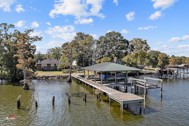 view of dock featuring a water view