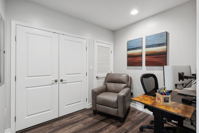 office area featuring dark hardwood / wood-style flooring