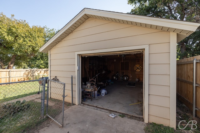 garage with wooden walls