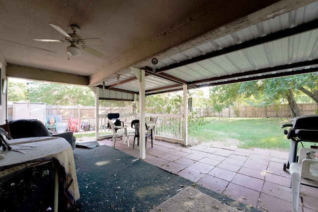 view of patio / terrace with ceiling fan