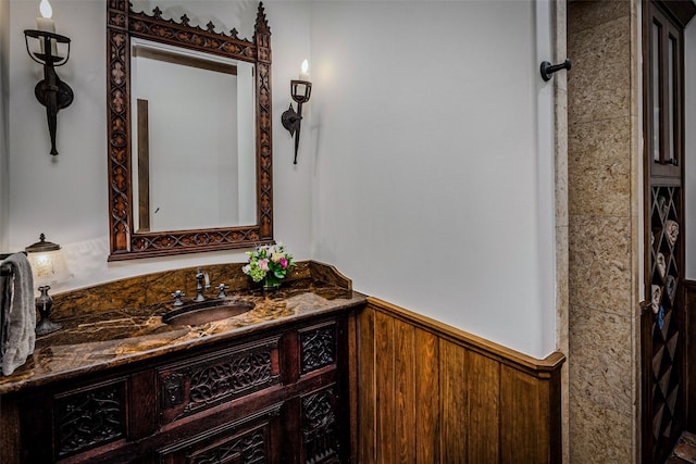 3801 Dugas Rd, Aubrey, TX 76227 - bathroom with vanity and wainscoting