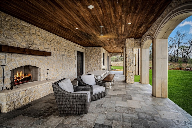 3801 Dugas Rd, Aubrey, TX 76227 - view of patio featuring an outdoor living space with a fireplace