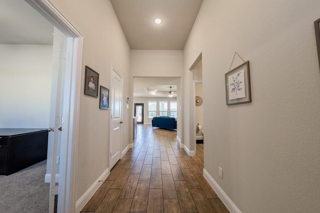 corridor featuring hardwood / wood-style flooring