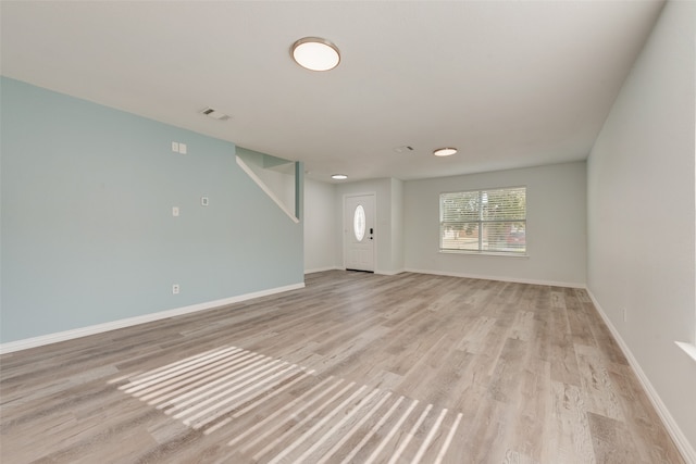 unfurnished living room featuring light hardwood / wood-style flooring