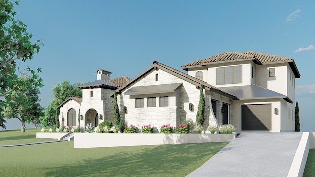 1405 Samantha Way, Keller, TX 76262 - view of front of home featuring stone siding, a front yard, a garage, and driveway
