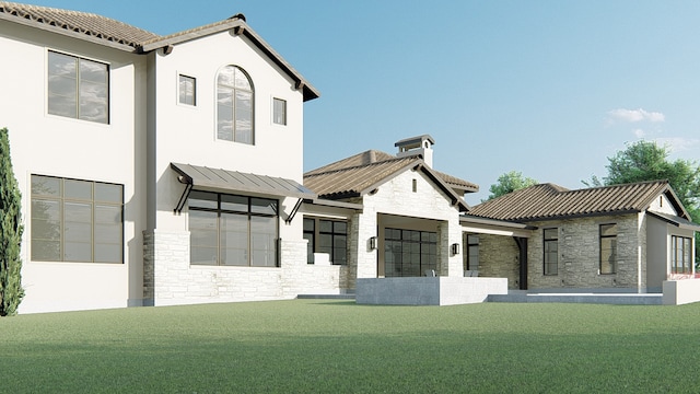 1405 Samantha Way, Keller, TX 76262 - rear view of property with stone siding, stucco siding, and a metal roof