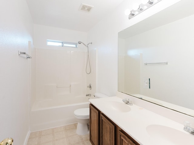 bathroom with a sink, visible vents, toilet, and tile patterned floors