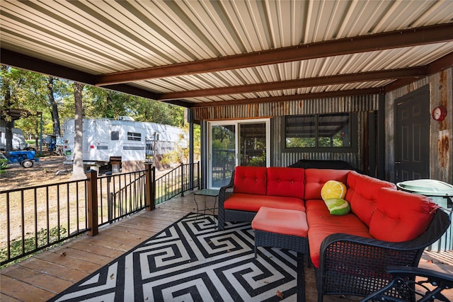 deck with an outdoor hangout area