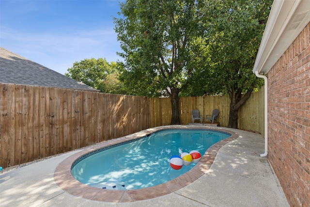 view of swimming pool featuring a patio