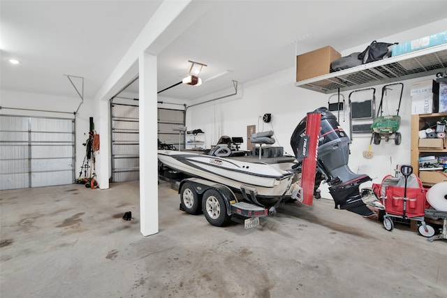 garage with a garage door opener