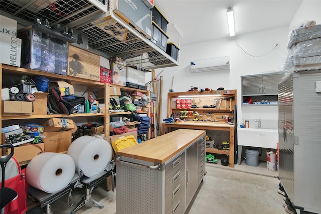 storage featuring a wall mounted air conditioner