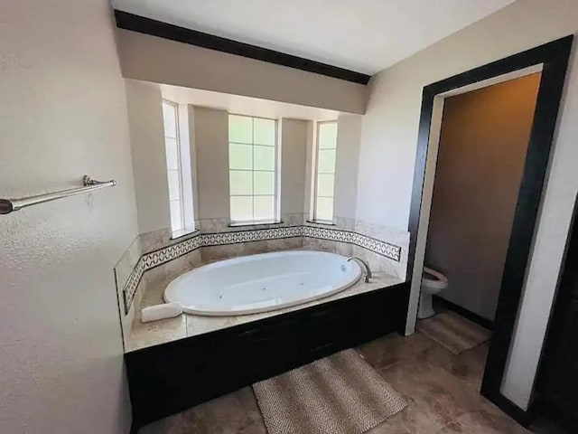 bathroom featuring a bathing tub and toilet